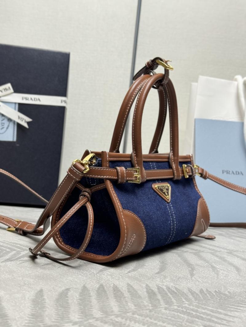 Prada Bonnie mini Denim handbag Brown 1BA486