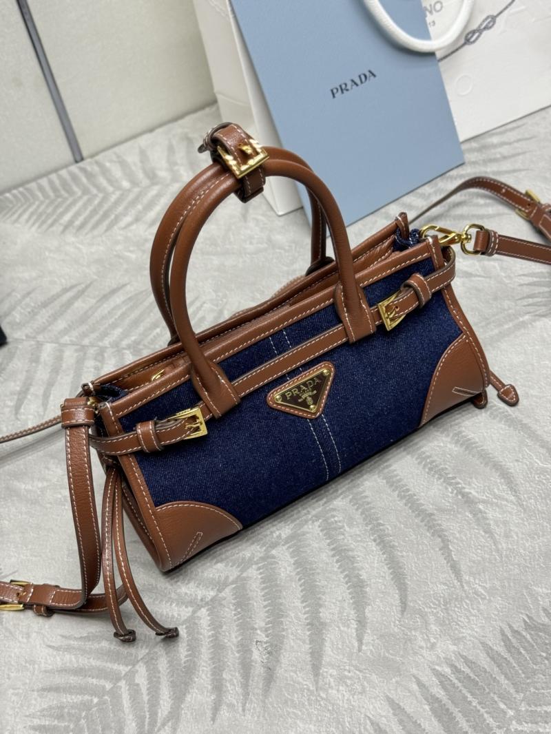 Prada Bonnie mini Denim handbag Brown 1BA486