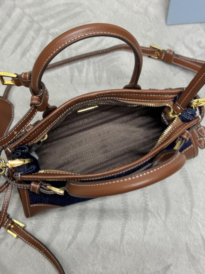 Prada Bonnie mini Denim handbag Brown 1BA486