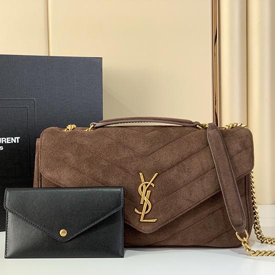 Saint Laurent Suede Loulou Medium Bag Coffee 801439