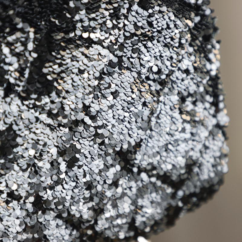 Small Chanel Classic Sequins Flap Bag Black AS2114