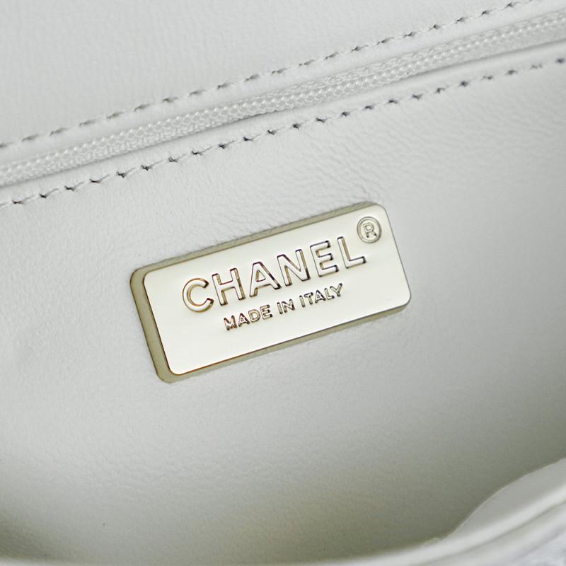 Small Chanel Classic Sequins Flap Bag White AS2114