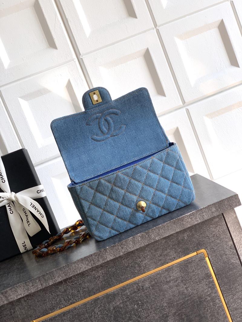 Small Chanel Denim Flap Bag Blue A01116