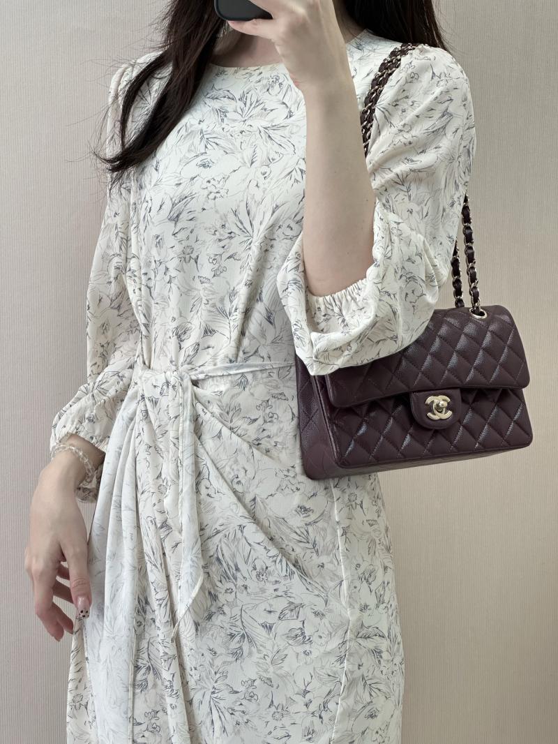 Small Chanel Flap Bag Burgundy A01117