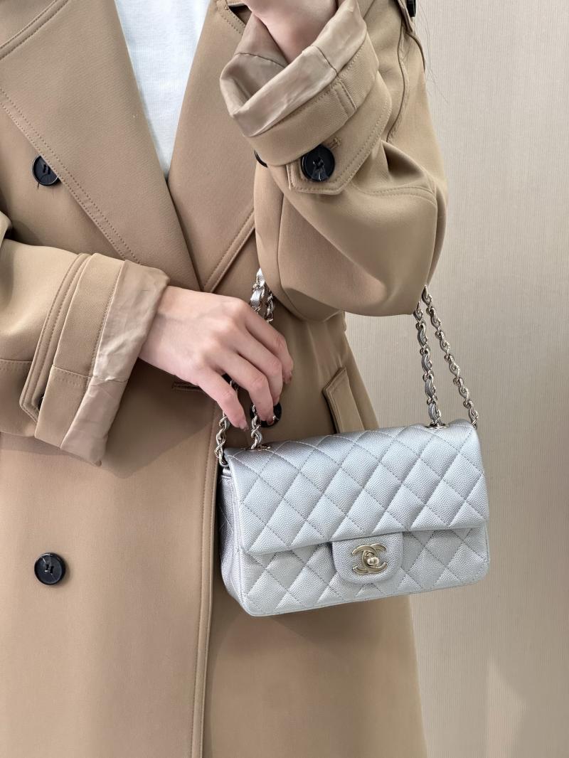 Small Chanel Flap Bag Silver A01116