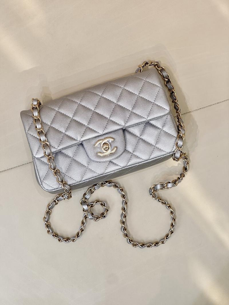 Small Chanel Flap Bag Silver A01116