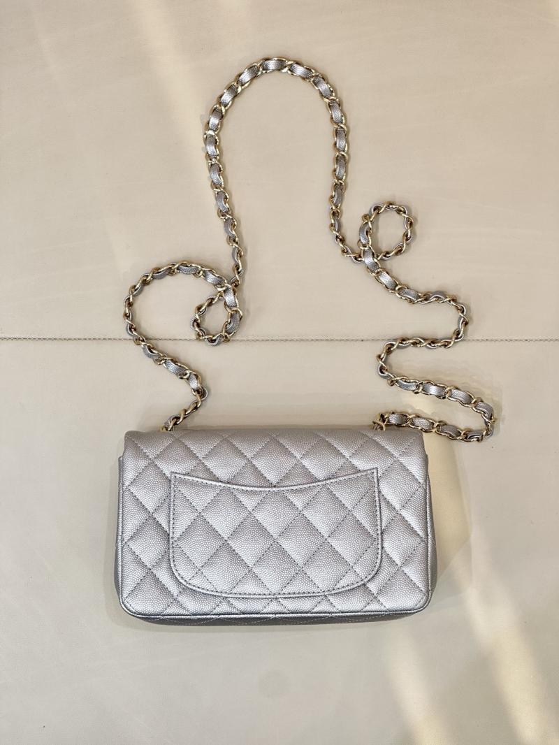 Small Chanel Flap Bag Silver A01116
