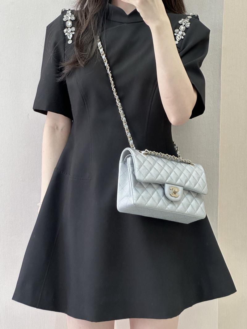 Small Chanel Flap Bag Silver A01117