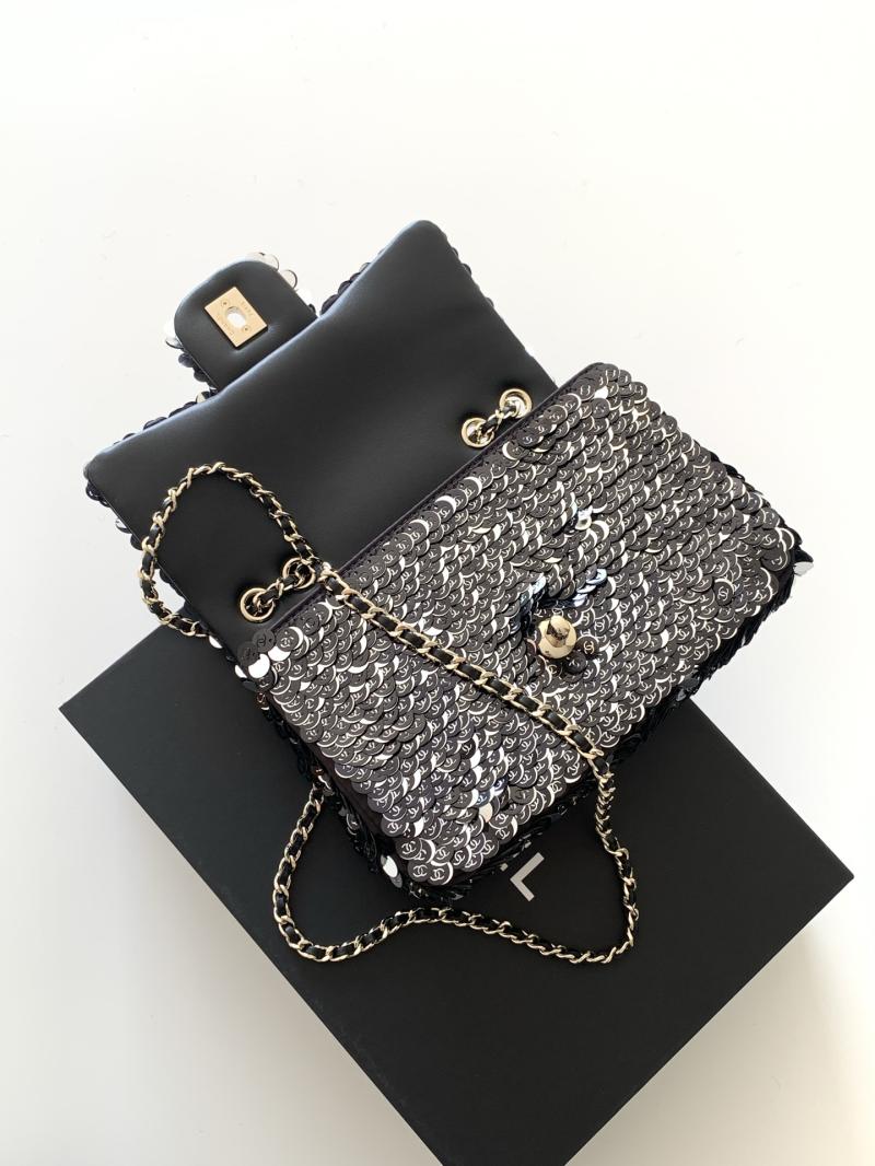 Small Chanel Sequins Shoulder Bag Black AS4561