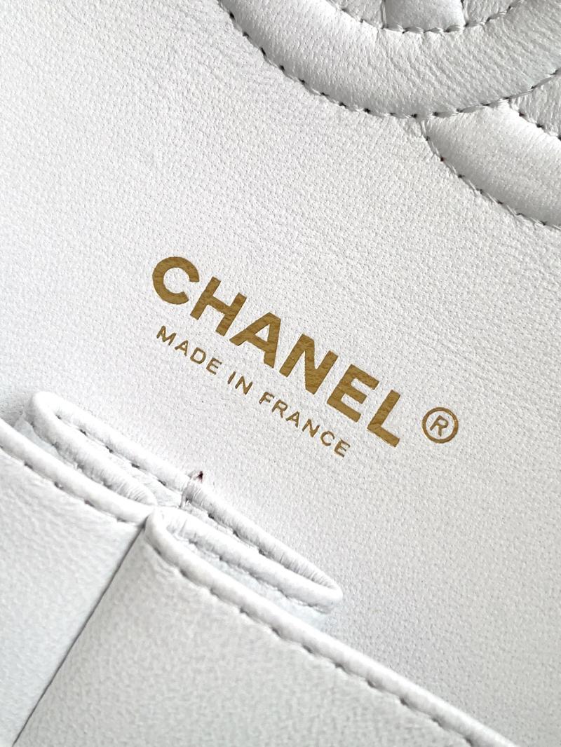 Small Chanel Tweed Flap Bag White A01117