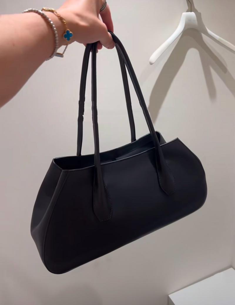 The Row Alger Leather Shoulder Bag Black T1842