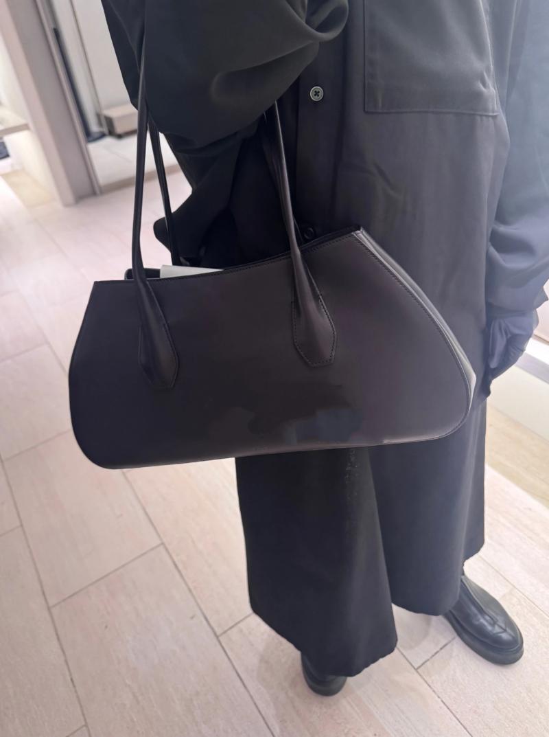 The Row Alger Leather Shoulder Bag Black T1842