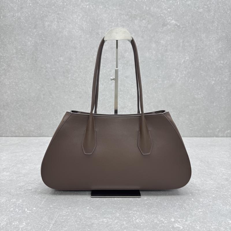 The Row Alger Leather Shoulder Bag Coffee T1842