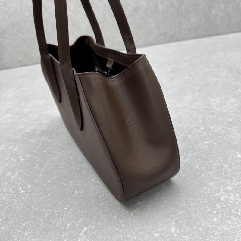 The Row Alger Leather Shoulder Bag Coffee T1842